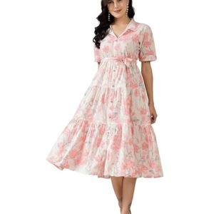 Stylum Women's Floral Printed Cotton Flared Dress